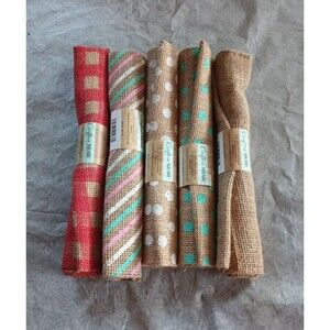 Crafters Square Craft Painted Burlap Fabric 18 X 21 100% Jute Lot Of 5